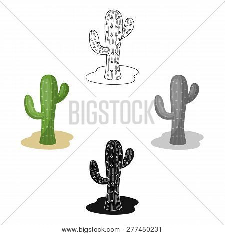 Cactus Icon In Cartoon Style Isolated On White Background. Rodeo Symbol Stock Vector Illustration.