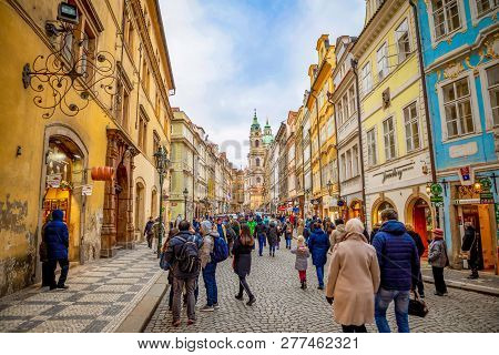 Prague, Czech Republic - 6.01.2019: Church Of Saint Nicolas Or Kostel Svateho Mikulase, View From Mo
