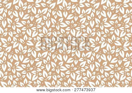 Floral Seamless Pattern. Vector. Leaves Beige And White Ornament