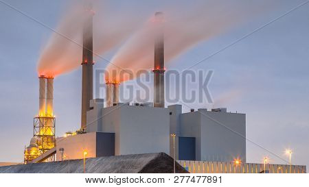 Detail Coal Powered Electicity Power Plant In Europoort Area With Supply In Foreground, Maasvlakte R