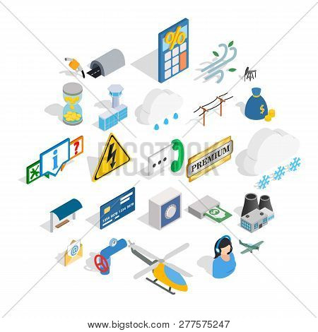 Aeronautical Icons Set. Isometric Set Of 25 Aeronautical Vector Icons For Web Isolated On White Back