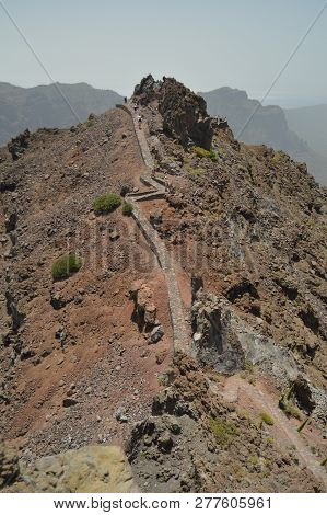 Road Leading To The Highest Point Of The Caldera De Taburiente National Park. Travel, Nature, Holida