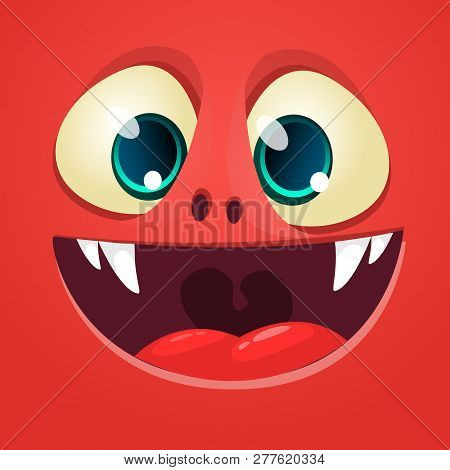 Cool Cartoon Monster Face. Halloween Vector Illustration