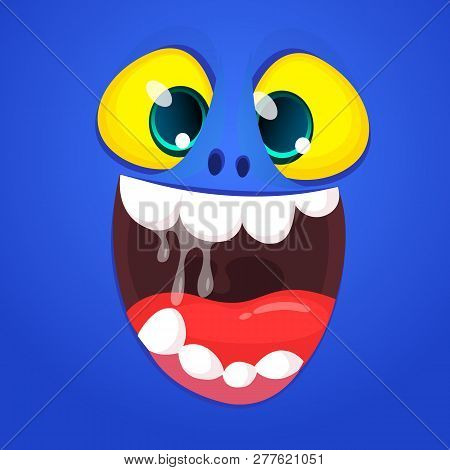 Cool Cartoon Monster Face. Halloween Vector Illustration