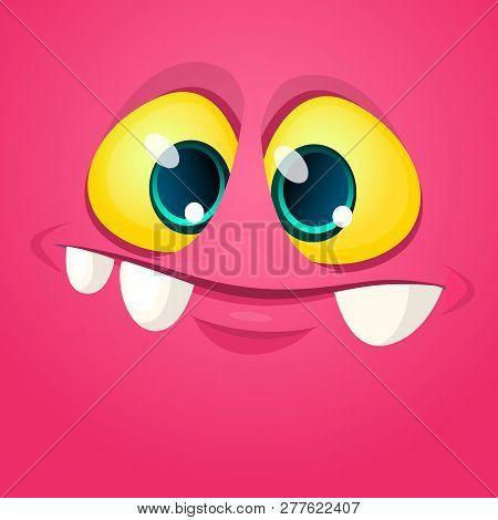 Cool Cartoon Monster Face. Halloween Vector Illustration