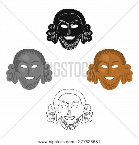 Greek Antique Mask Icon In Cartoon Style Isolated On White Background. Greece Symbol Stock Vector Il