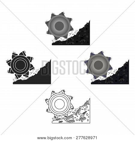 Bucket-wheel Excavator Icon In Cartoon Style Isolated On White Background. Mine Symbol Stock Vector 