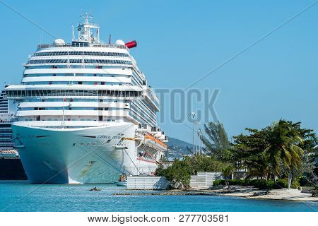 Montego Bay, Jamaica - January 09 2019: Carnival Dream Cruise Ship Docked At The Montego Bay Cruise 