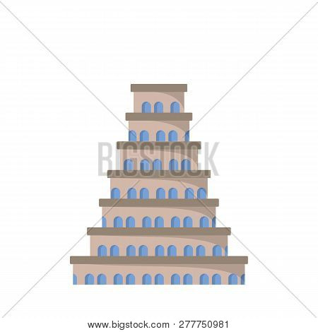 Flat Icon Of The Tower Of Babel. Vector Illustration. Biblical Legend.