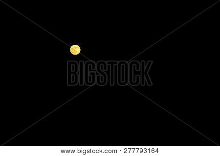 Moon At Deep Night And Black Sky.