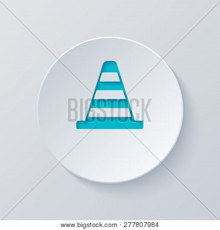 Cone Icon. Cut Circle With Gray And Blue Layers. Paper Style