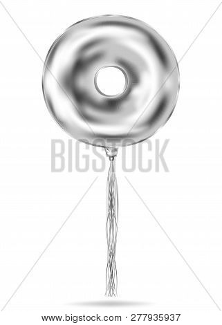 Silver Foil O-letter Balloon, Metallic Donat. Image Birthday Celebration, Social Party And Any Holid
