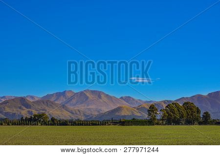 View Over Mount Hutt From Methven Village, Canterbury, South Island, New Zealand