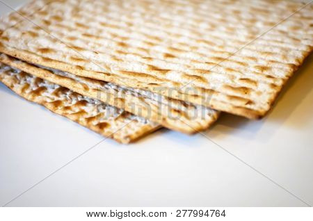 Jewish Traditional Matso Unleavened Bread, Matso Bread Is Made During The Jewish Passover Pesach Hol
