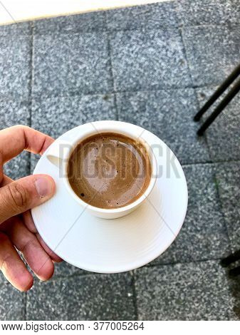 Traditional Turkish Coffee Menengic Served At Local Restaurant.