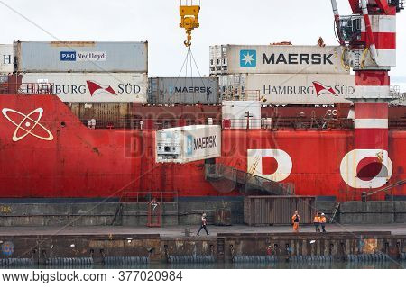 Crane Unloaded Russian Container Ship Sevmorput Rosatomflot - Nuclear-powered Icebreaker Lighter Abo