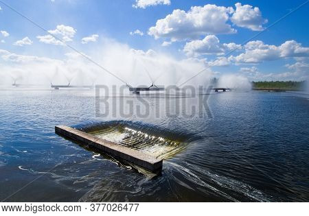 Dukora Belarus Minsk Region. Thermal Energy Electricity Station Plant Cooling System Fountains And L