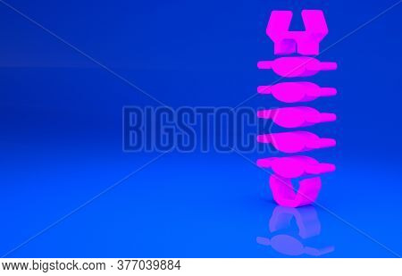 Pink Centipede Insect Icon Isolated On Blue Background. Minimalism Concept. 3d Illustration. 3d Rend