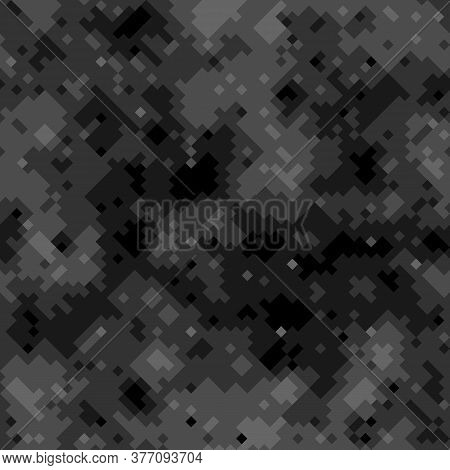 Military Camouflage Seamless Pattern. Urban Dark Dust Digital Pixel Style