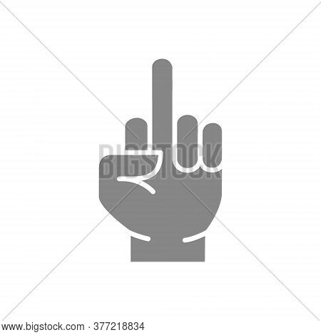 Fuck Gesture Gray Icon. Middle Finger Up Symbol