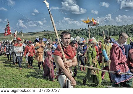 Russia, Izborsk 28,06,2016 People In Medieval Clothes At The Festival Of Historical Reconstruction 