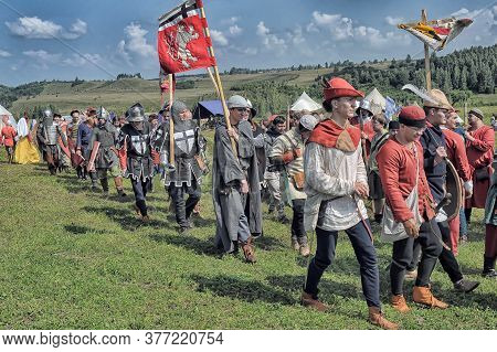 Russia, Izborsk 28,06,2016 People In Medieval Clothes At The Festival Of Historical Reconstruction 
