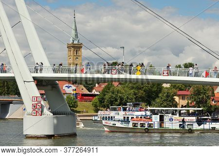 Mikolajki, Poland, July 12: Boats At Harbor On July 12, 2020 At Mikolajki, Poland. Mikolajki Is A Re