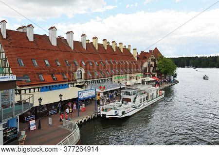 Mikolajki, Poland, July 12: Boats At Harbor On July 12, 2020 At Mikolajki, Poland. Mikolajki Is A Re
