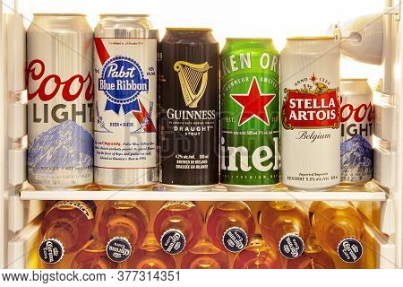 Calgary, Ab, Canada. July 20, 2020. Various Tallboys Can Craft Domestic And Imported Beers From Arou
