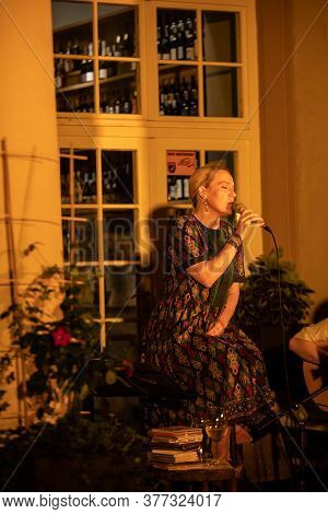 Cracow, Poland - July 3, 2020:  Polish Singer Aga Zaryan And Szymon Mika Performs Live At 25rd Editi