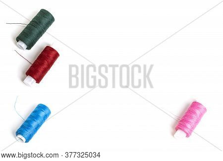Color Sewing Thread Isolated On White Background