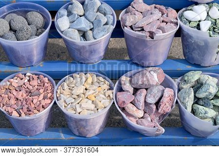 Construction Materials. Natural Stones Are Sold In Construction Market. Building Materials For Decor