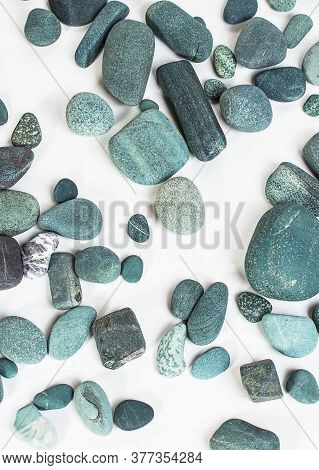 Sea Stones Turquoise On A White Background
