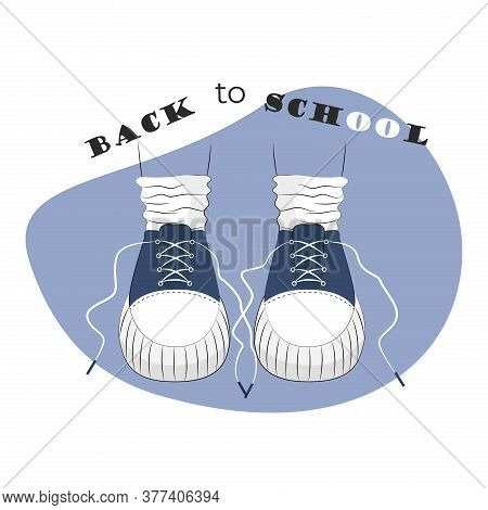 Back To School Banner, Poster, Two Feet In Sneakers Stock Vector Illustration