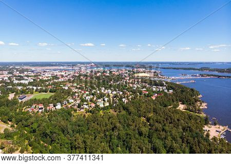 Aerial Panoramic View Of Island Kotkansaari In Kotka, Finland