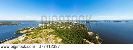 Aerial Panoramic View Of Island Kotkansaari In Kotka, Finland