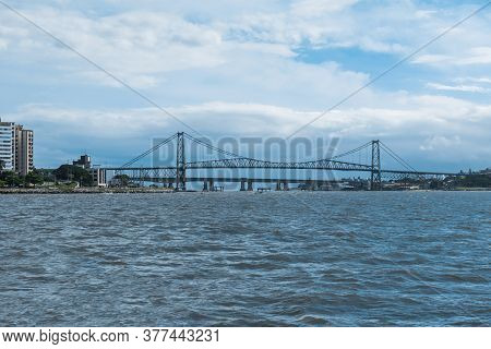 Hercilio Luz Bridge, Postcard Of The State Of Santa Catarina, Steel Cable Bridge.