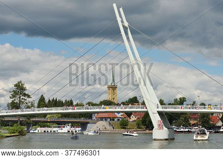 Mikolajki, Poland, July 12: View To City From The Lake On July 12, 2020 At Mikolajki, Poland. Mikola