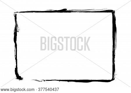 Black Grunge Frame Isolated On White Background.