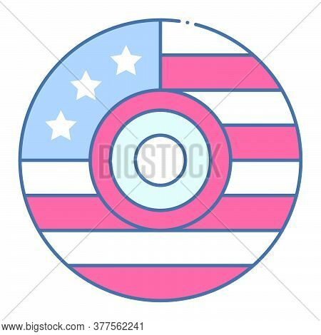 Disc With Usa Flag Pattern Vector, United State Independence Day Related Icon