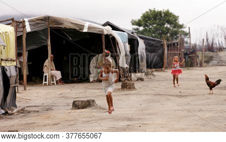 Eunapolis, Bahia / Brazil - November 24, 2010: Member Of The Landless Movement - Mst - Are Seen At F