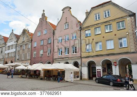 Olsztyn, Poland, July 12: Street Of Old Town On July 12, 2020 At Olsztyn, Poland. Olsztyn Is A City 