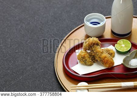 deep fried matsutake mushroom, japanese cuisine