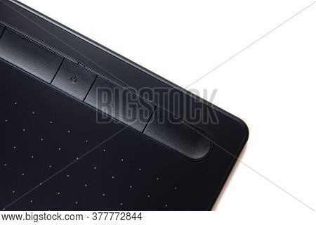 Graphic Tablet With Pen On White Background, Isolated, Top View