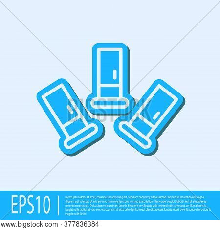Blue Line Cartridges Icon Isolated On Grey Background. Shotgun Hunting Firearms Cartridge. Hunt Rifl