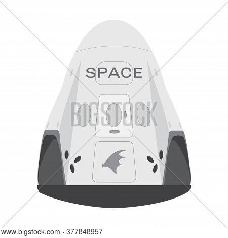 Spacex Space Craft, Crew Dragon 2019. Vector Rocket Falcon 9 . Cartoon For Web, Postcard, Poster, Cl
