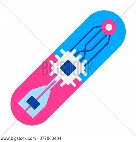Microchip For Internal Use - Vector Illustration Isolated On White Background. Chip Implant, Chip Ca