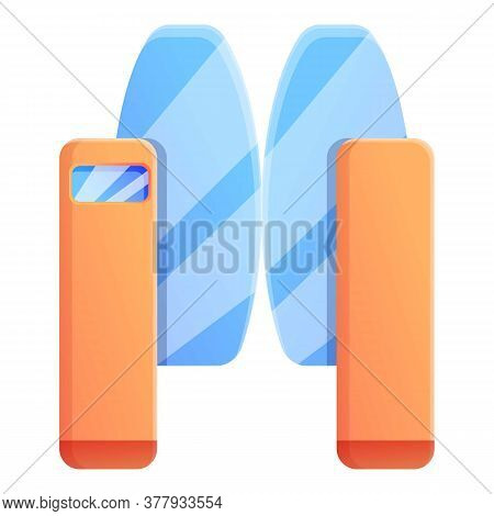 Glass Turnstile Icon. Cartoon Of Glass Turnstile Vector Icon For Web Design Isolated On White Backgr