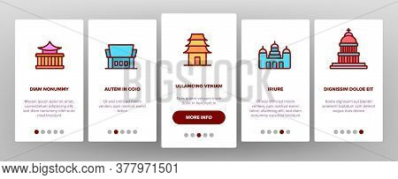 Temple Architecture Building Onboarding Mobile App Page Screen Vector. Religion Collection Nation Te