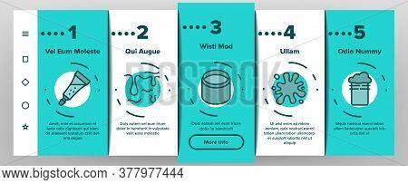 Slime Mucus Liquid Onboarding Mobile App Page Screen Vector. Slime In Bottle And Container, Tube And